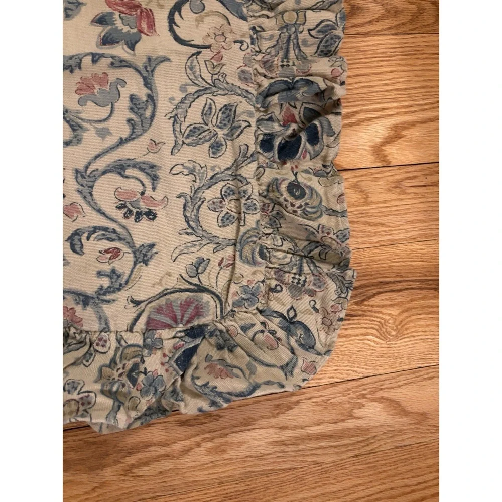 (2) Ralph Lauren Provence Pillow Sham Floral Ruffled Standard Cotton/Linen Blend